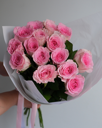 Букет из 15 нежно-розовых роз с доставкой по Астане
