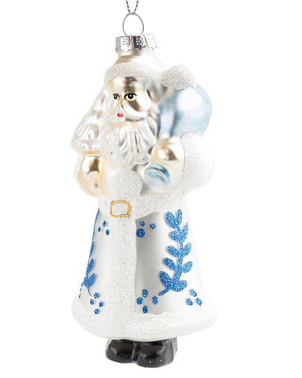 Елочная игрушка "Дед Мороз" (стекло), 6xH13 см Серебряный с доставкой по Астане