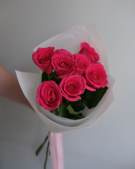 Букет из 7 малиновых роз с доставкой по Астане