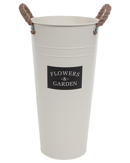 Вазон "Flowers garden" (цинк), D20xH40 см, 7 л, с ручками Кремовый с доставкой по Астане