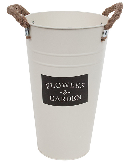 Вазон "Flowers garden" (цинк), D18xH30 см, 4 л, с ручками Кремовый с доставкой по Астане