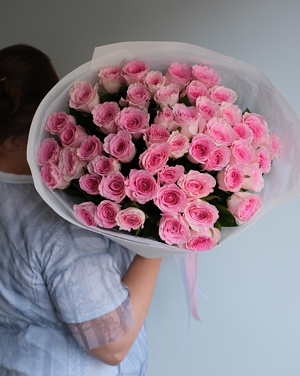 Букет из 51 нежно-розовой розы  с доставкой по Астане